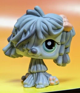 Littlest Pet Shop LPS grau Komondor Mop Hund 1458 rosa Schleife authentisch - Bild 1 von 3