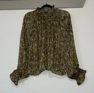 &merci Floral Metallic Blouse SZ M EUC - Picture 1 of 6
