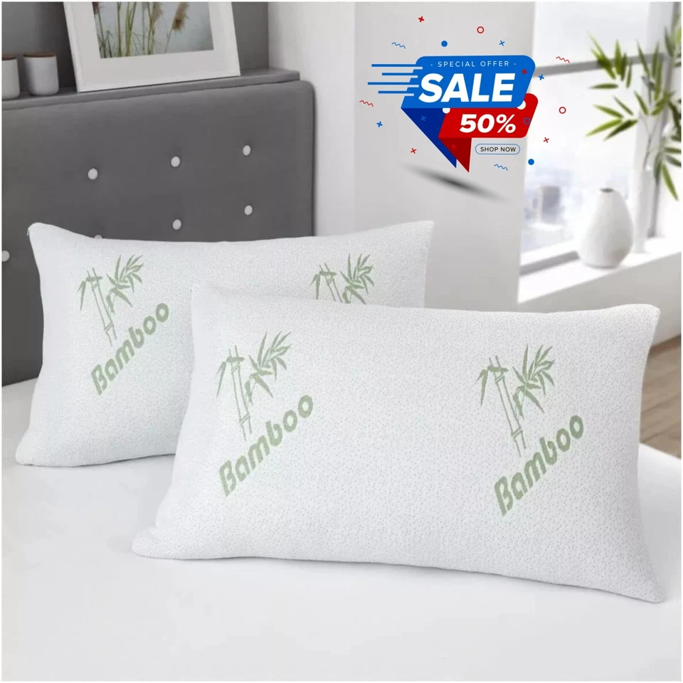 Luxury Bamboo Memory Foam Pillow ANTI-Bacterial Stuff Orthopedic Premium Support - Image 1 of 1