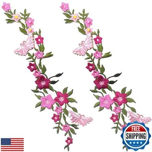 Zeng Ferro da Stiro su Toppe per Vestiti,2 Pezzi Farfalla Fiore Ricamato Ferro O - Foto 1 di 5