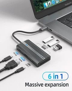 USB C Docking Station 6 in 1 USB C 4K HDMI Type C Hub 100W PD 5Gbps Adapter US - Picture 1 of 10