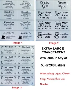 Transparent Personalised Name/ Address Label - XL (45*25mm) Dishwasher Safe - Picture 1 of 7