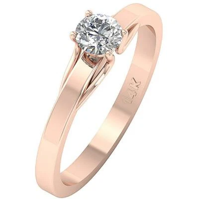 Solitaire Engagement Ring SI1-2 G 0.40 Ct Natural Diamond 14K White Gold 4.00MM - Image 1 of 4