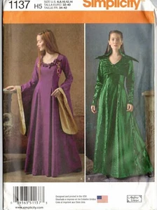 1137 Vestido Simplicidad Disfraz Medieval Renacimiento Tallas 6-14 - Imagen 1 de 2