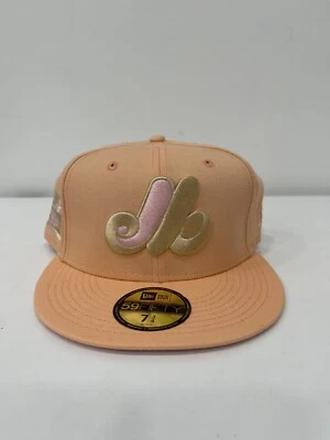 New Era Montreal Expos MLB персики и кремовая кепка шляпа резинке размер 7 5/8 РЕДКАЯ - Изображение 1 из 4