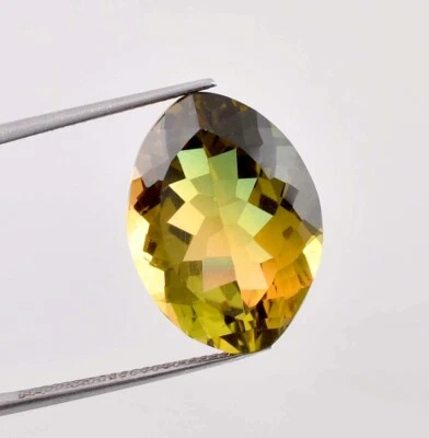 Flawless Natural Bi-Color Yellow Green Tourmaline (GIT Certified) Loose Gemstone - Image 1 of 4
