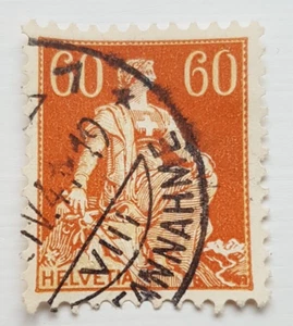 SWITZERLAND; 1907-17 early Helvetia issue fine used 60 Swiss Cent, Used - Picture 1 of 2