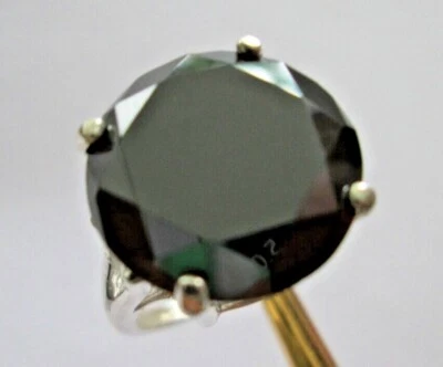 7.75ct 100% REAL NATURAL BLACK DIAMOND RING,CERTIFICATE,FREE DIA TESTER SIZE 10 - Image 1 of 4