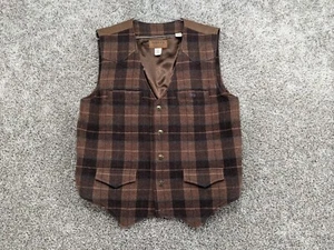 Miller Ranch Denver Colorado Western Wear Men's Large Cowboy Vest Plaid Wool - Picture 1 of 8