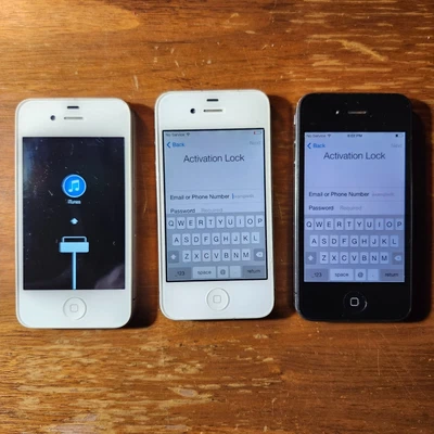 Lot of 3 - Apple iPhone 4 - A1332 & A1349 - Working - For Parts & Repair Only - Image 1 of 4