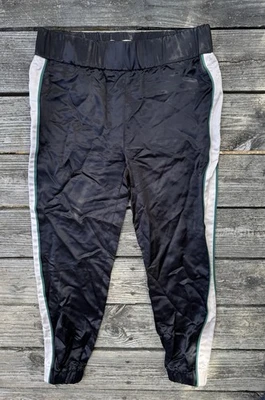 Victoria Victoria Beckham Black Satin Side Stripe Jogger Pants RiRi Zip UK10 US6 - Image 1 of 4