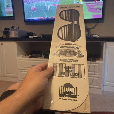 Vintage Cardboard Windshield Auto Shade Sunglasses Emergency Sign New Foto 1 de 4