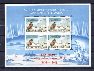 Russia 1962 old sheet overprinted Northpole stamps (Michel Block 30) nice MNH - Picture 1 of 2