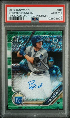 Brewer Hicklen /99 💎 PSA 10  2019 Bowman 1st Chrome Green Shimmer AUTO Phillies - Image 1 of 3