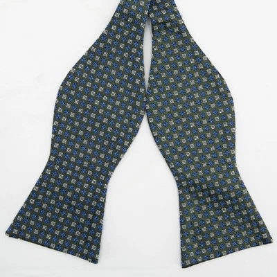 Pajarita Daniel Cremieux verde azul 100 % seda Foto 1 de 4