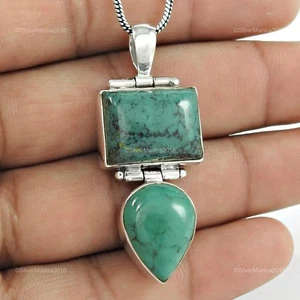 Gema Turquesa 925 Plata de Ley Cumpleaños Hija Boho Colgante Joyería - Imagen 1 de 5