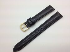 Hadley-Roma 10mm Regular Black Crocodile Grain Watch Band Ww00787n