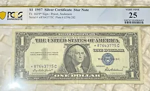 $1 1957 Silver * Star Certificate Fr. 1619* PCGS VERY FINE 25 ONE OF FIVE NOTES - Picture 1 of 8