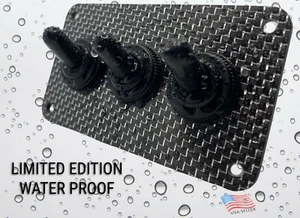 WATERPROOF LIMITED EDITION Carbon Fiber Panel, 3 Toggle Switches w Rubber covers - Bild 1 von 9