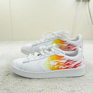 Converse Trainers Size 5 Pro Leather Low Profile Archival Flame Print Sneakers - Picture 1 of 11