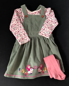 Baby Girls Green Pinafore Dress Set 12/18 Months - Picture 1 of 2