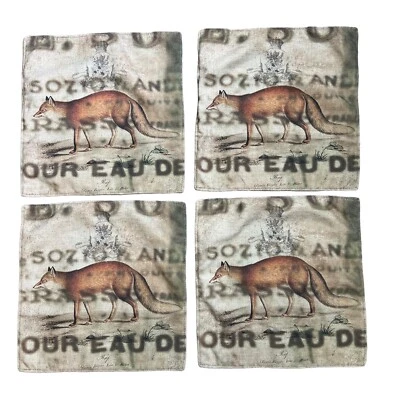 Mackenzie Lane Juego de 4 Colocaciones Cuadradas de Tela de Zorro 100% Algodón 15.5 x 15 pulgadas Foto 1 de 4