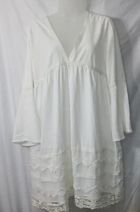 Damenkleid weiß Oversize Bauernspitze fließend Boho Landhaus Kern Größe Small - Bild 1 von 10