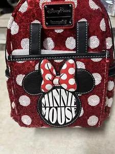 Disney Parks Red Minnie Mouse Sequin Headband Holder Loungefly backpack - NWT - Picture 1 of 3