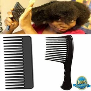 WIDE TOOTH DETANGLE COMB HAIRDRESSING/STYLING BARBERS AFRO RAKE COMBS BLACK NEW - Picture 1 of 7