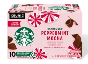 Last 10 Kcup Starbucks Peppermint Mocha Coffee Pod Brew Roast Holiday July4 Gift - Picture 1 of 2