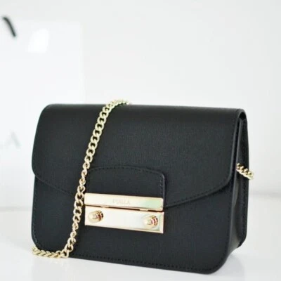 Furla Women's Mini Julia Crossbody Leather Bag Black Gold OS - Image 1 of 4