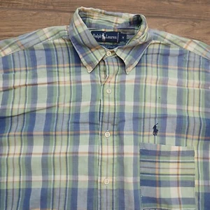 Ralph Lauren Hemd Herren mittelblau kariert Freizeit Pony Knopf leicht - Bild 1 von 11