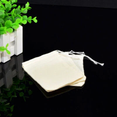 1000 PCS 3x4in Cotton Muslin Drawstring Reusable Bags Pack Bath Soap Herbs Tea - Image 1 of 4