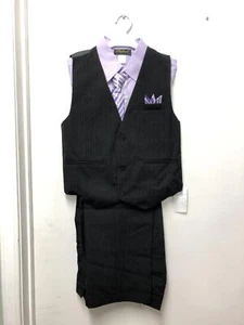 Spring Notion Boys 5 Piece Pinstripe Vest Set with Tie and Bowtie Lilac Size 14 - Picture 1 of 8