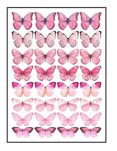 Edible Pre-Cut Wafer Butterfly - Assorted Pink - Picture 1 of 2