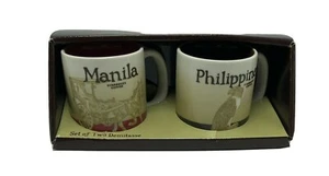  Set of Two Starbucks Manila Philippines Demitasse Coffee Cups 3 oz 2013 - Picture 1 of 5