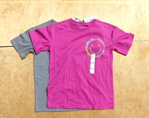Size Large (10/12) Girls T-Shirts, Cat & Jack, Hot Pink Dark Grey 2 Pcs - Picture 1 of 3