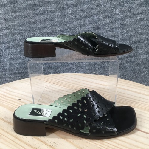 JORDAN Charles Jourdan sandali donna 6 M slip on slide nero pelle tacco casual
