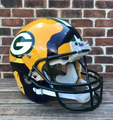 Casco de fútbol americano vintage Aaron Rodgers rasgado Green Bay Packers + Cal Bears Foto 1 de 4
