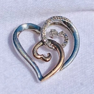 Jane Seymour 10K Gold & Sterling Silver 925 Heart Necklace Pendant JWBR - Picture 1 of 14