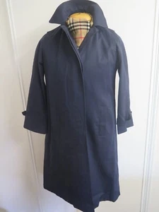 Genuine Aquascutum Blue Mac Trench Coat Raincoat Size S UK 8 Euro 36 - Picture 1 of 12
