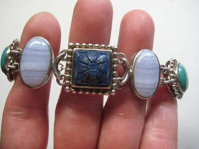 Whitney Kelly Lapis Lace Agate Turquoise Mother of Pearl Toggle Clasp Bracelet - Image 1 of 4