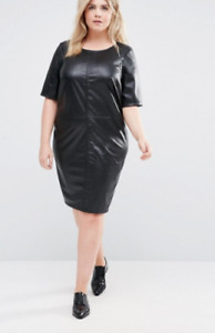 Women Leather Dress 100% Genuine Lambskin Black Leather Dress Plus Size LD62