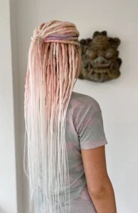 58 Twisted DE Double Ended Synthetic Dreadlock Dread Extensions Pink Ombre - Picture 1 of 10