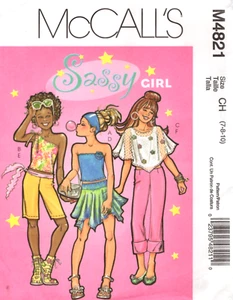 Tops, Skort, Pantalones Cortos, Pantalones Capri McCalls Para Niñas Patrón de Costura M4821 Chica Aviada - Imagen 1 de 2