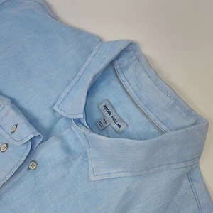 Peter Millar Mens Blue Crown Linen Shirt Long Sleeve Button Up Size XXL - Picture 1 of 5