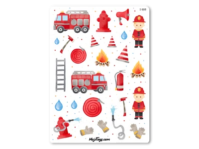 Feuerwehr Aufkleber - Stickerbogen | Mitgebsel Geburtstag Bullet Journal Planer - Bild 1 von 4