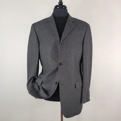 John Varvatos Blazer Mens 42 Long Gray Pinstripe Wool Blend Italy Classic Jacket - Image 1 of 4