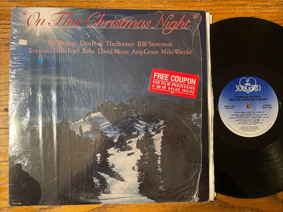 V/A On This Christmas Night LP MCA Holiday Xian Religious Amy Grant + Shrink VG+ — 第 1/4 张图片