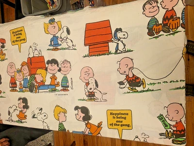 Sábana bajera plana completa Lucy vintage Schultz Peanuts Charlie Brown Snoopy Woodstock Foto 1 de 2